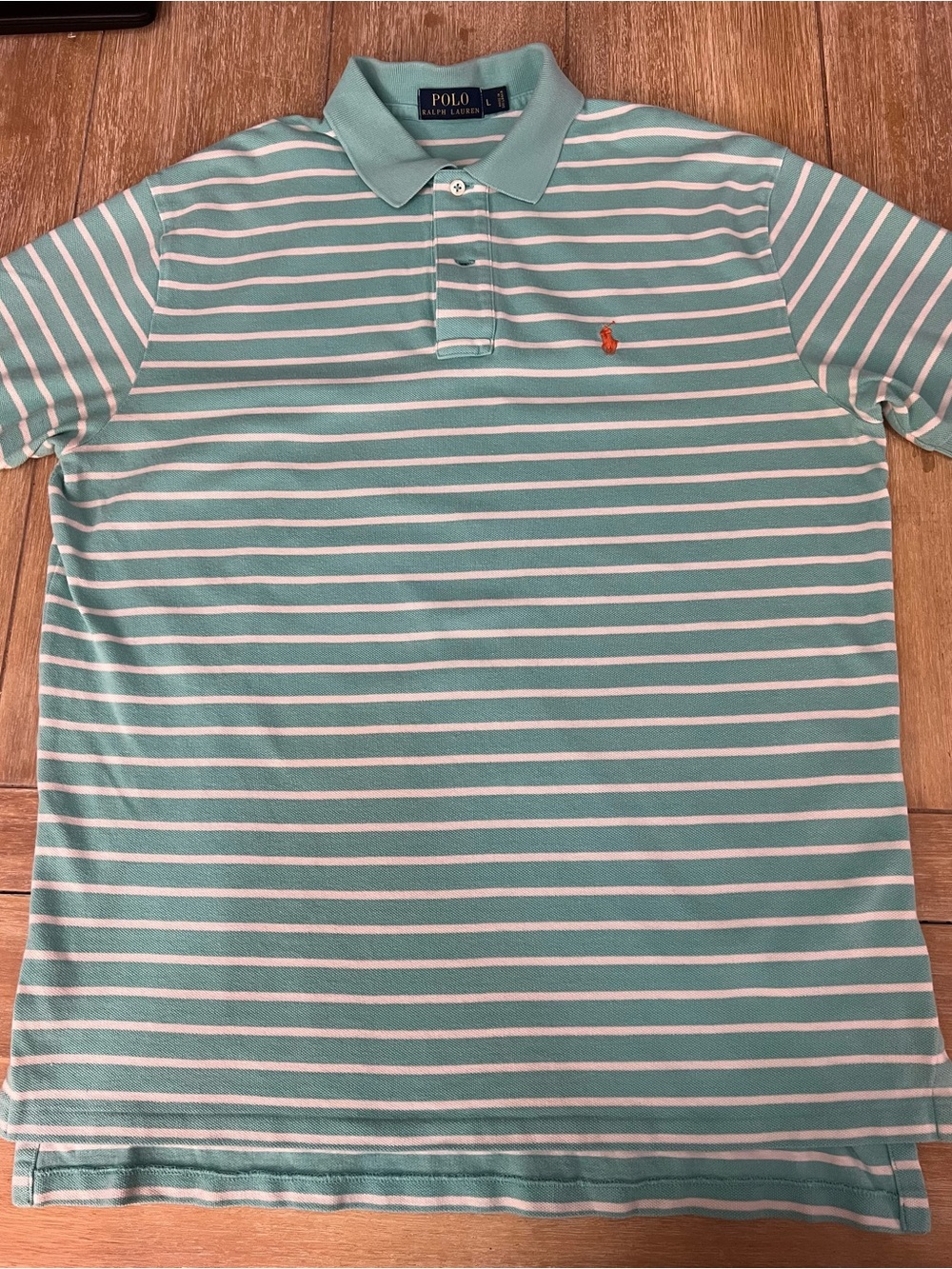 Ralph Lauren Mint & White Striped Polo Shirt